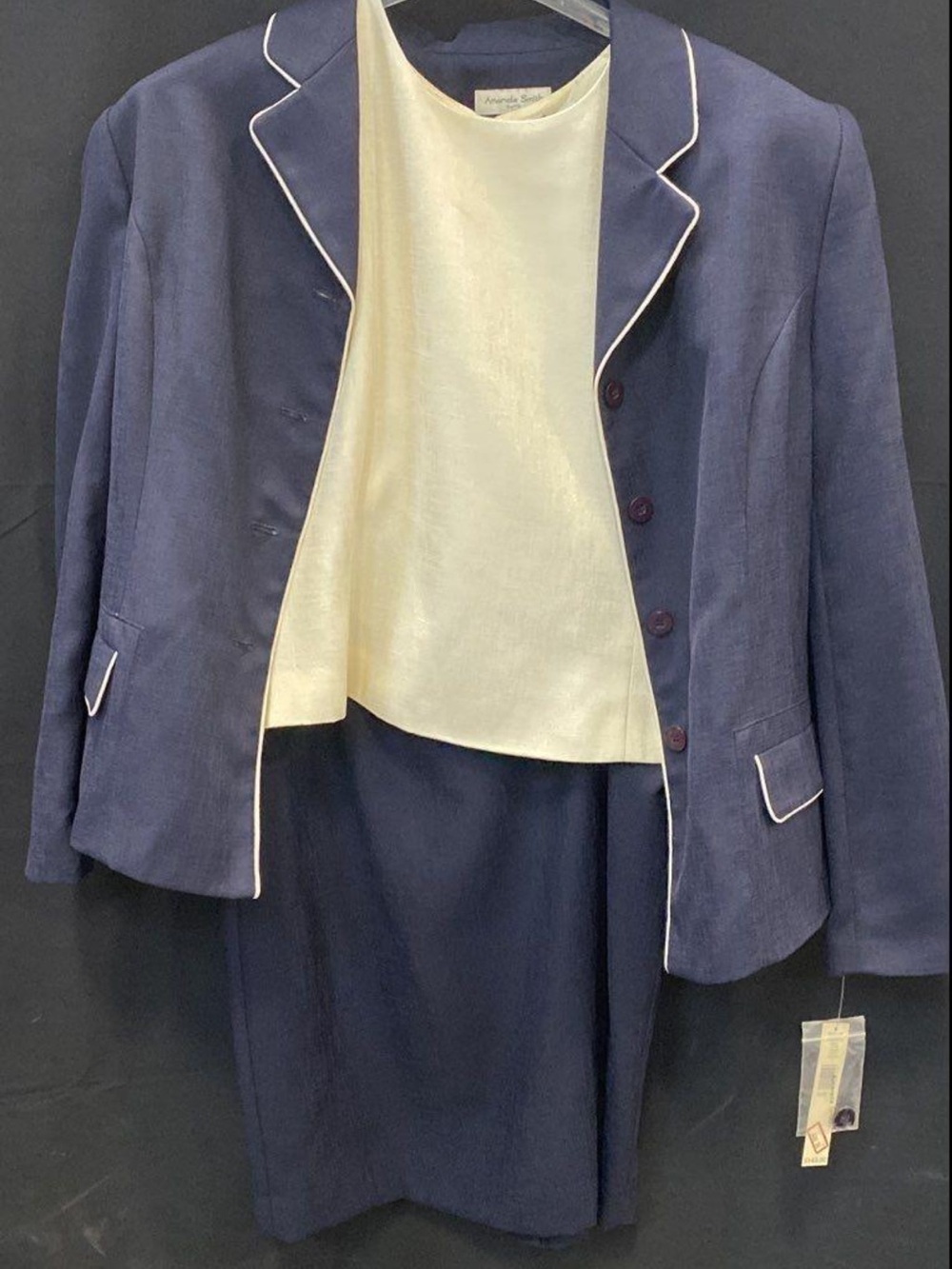 Amanda Smith Navy Blazer and Skirt Set with Cream Blouse